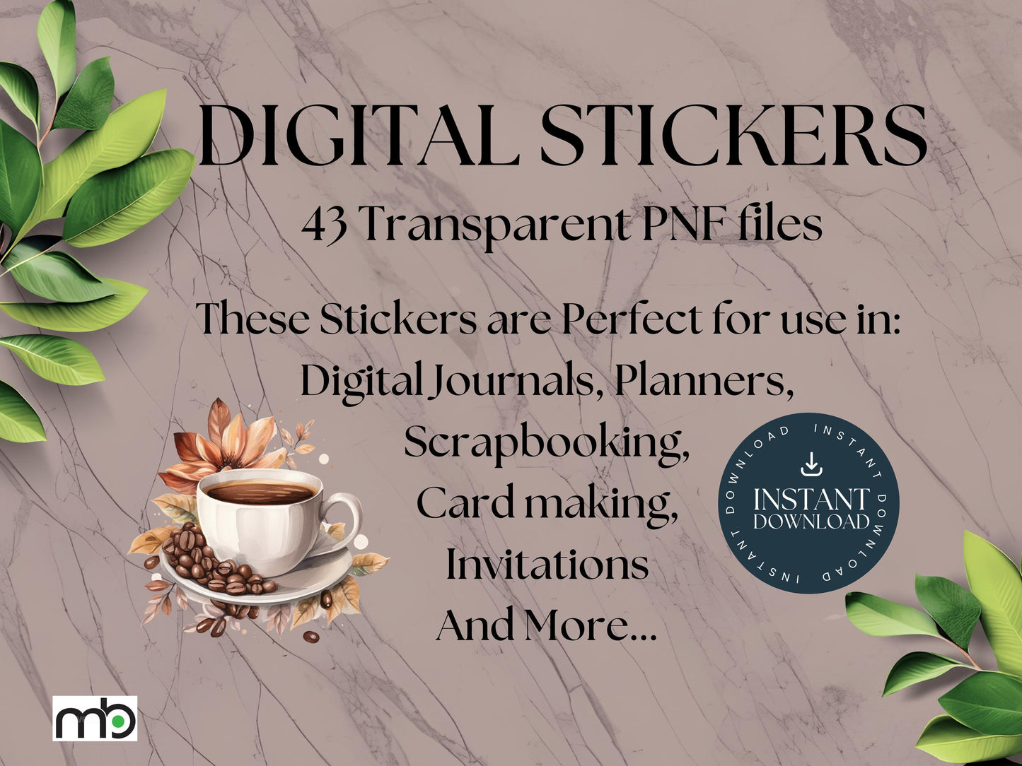 Caffeine Fueled Digital Stickers, Coffee Themed, Coffee Bean Sticker, Paper cup, Café Clipart, aroma, barista, latte, cappuccino, flat white