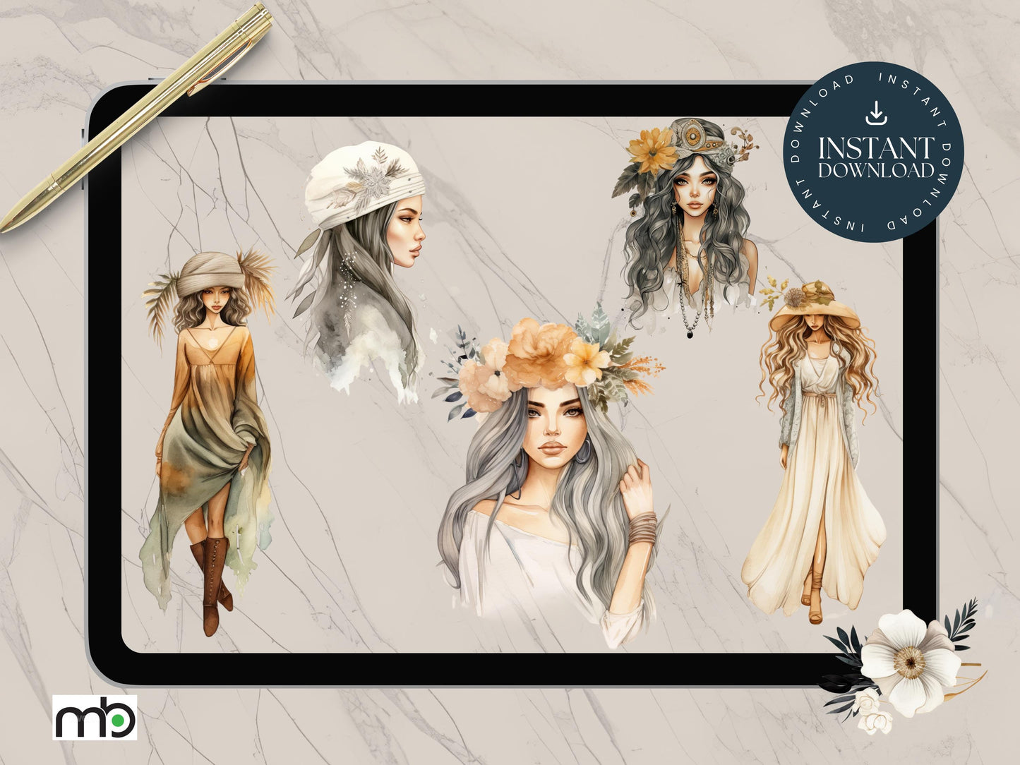 Boho Vibes Digital Stickers, Feather Sticker, Dream catcher, boho clothes, lady, furniture. Goodnote, Notability, iPad, tablet, feathers