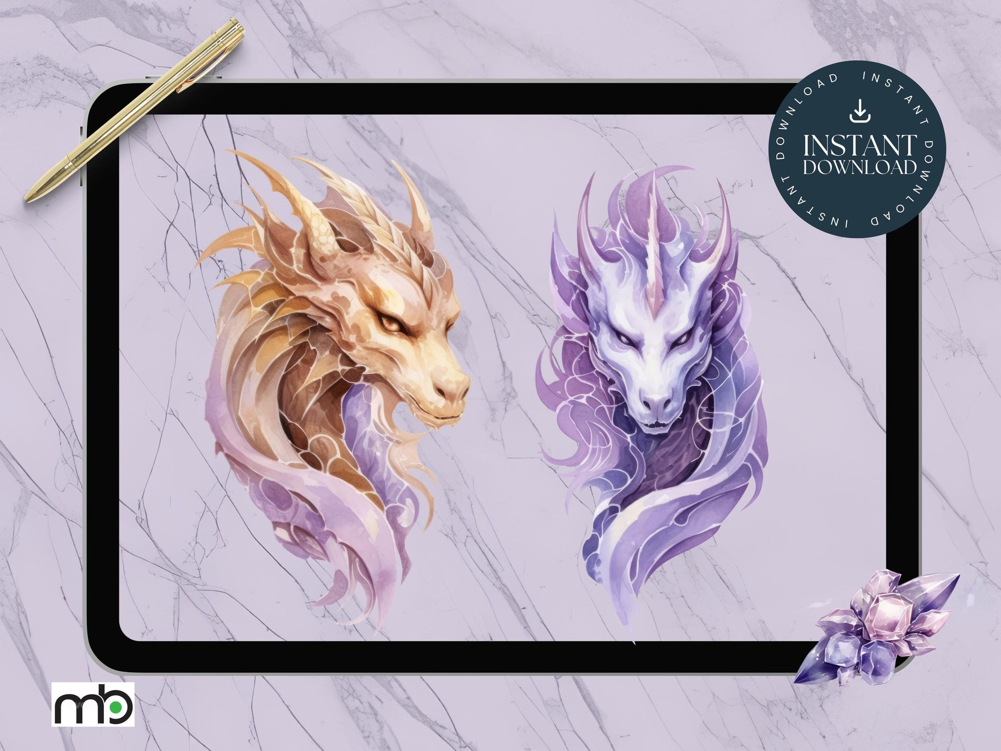 Mystic Digital Stickers, Fantasy, Butterfly, Butterflies, Gemstone Sticker, Dragon, Goodnote, Noteability, Magic, fairy, jewels, crystals