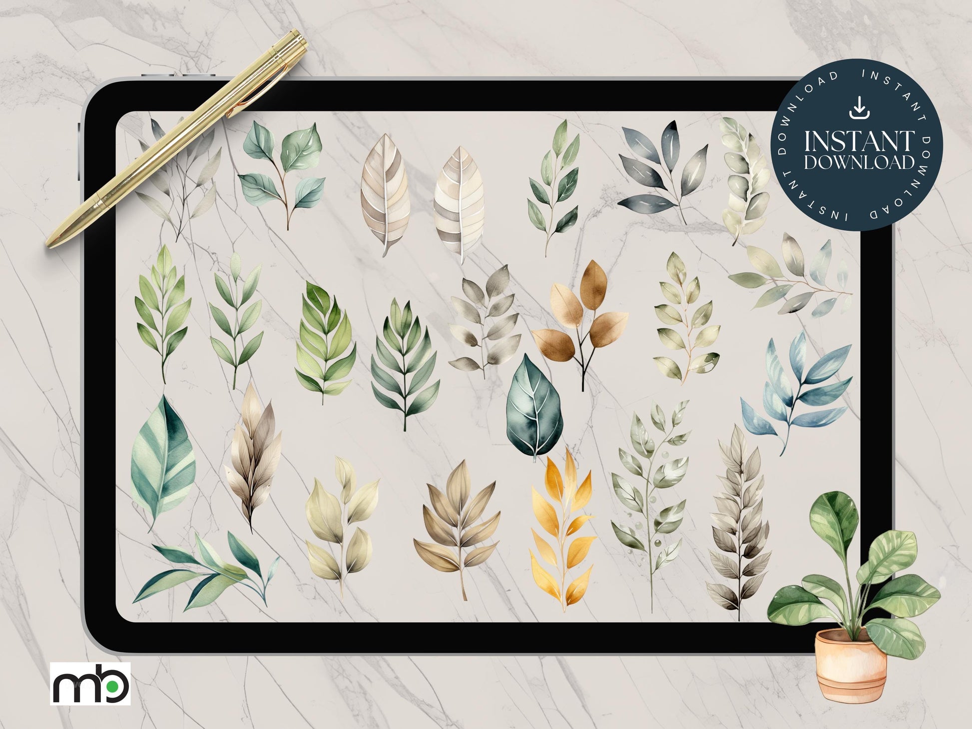 Plants Digital Sticker Set, Indoor Plant Stickers, Pot, Hanging Plants, Office Decor, Home, Goodnotes Notability, Planner, Leaf, Leaves, PNG