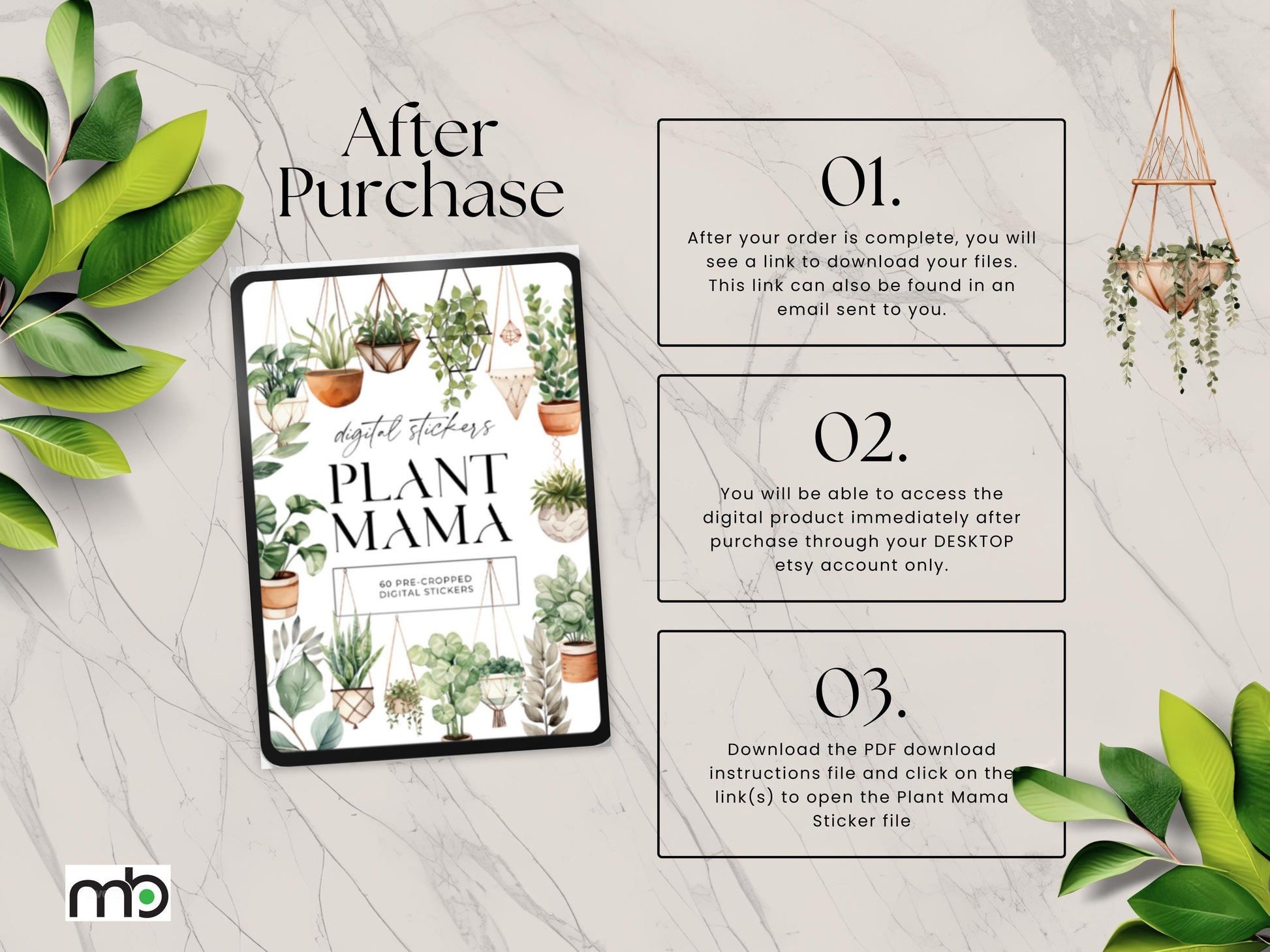 Plants Digital Sticker Set, Indoor Plant Stickers, Pot, Hanging Plants, Office Decor, Home, Goodnotes Notability, Planner, Leaf, Leaves, PNG