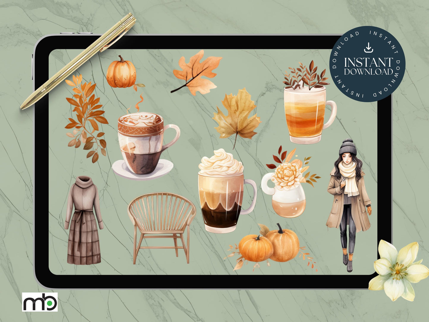 Seasonal Digital Planner Stickers, Four Seasons, Spring, Fall, Autumn, Summer, Winter, Goodnotes, Notability, Sticker, Nature, Seasonal, PNG