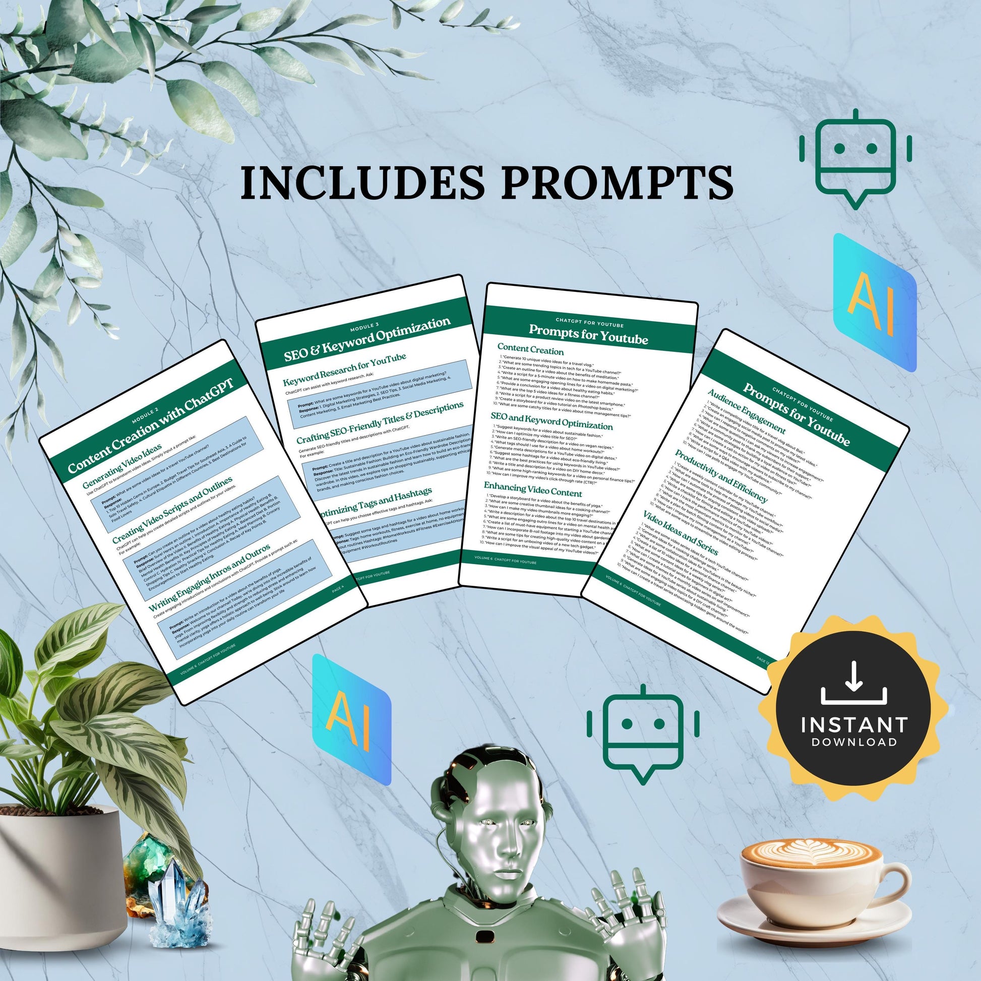 ChatGPT for YouTube, Video Optimization, audience engagement, optimize your channel, SEO tips, prompts, commands, content creation, creator