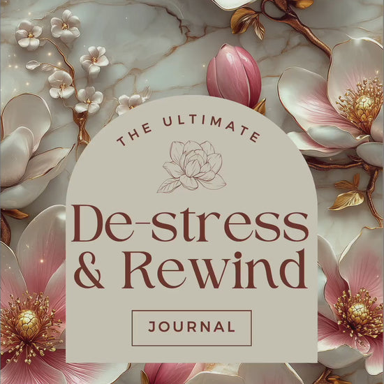 De-stress and Rewind Journal, self-care, mindfulness, gratitude, stress relief, daily reflection, goals planner, self-discovery, positivity