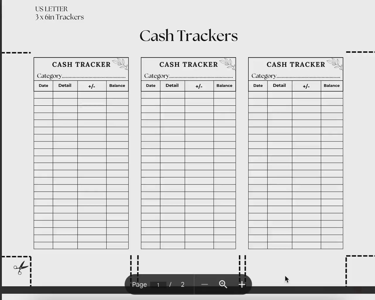 Cash Tracker, Budgeting, Money, Saving, Printable PDF, White Trackers, Tracking, Expense, Organizer, Finance, tools, management, DIY, Log