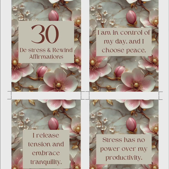 De-stress and Rewind Affirmations Stress Relief Cards Destress Positive mindset Self care Mindfulness tools Positivity Affirmation deck DIY