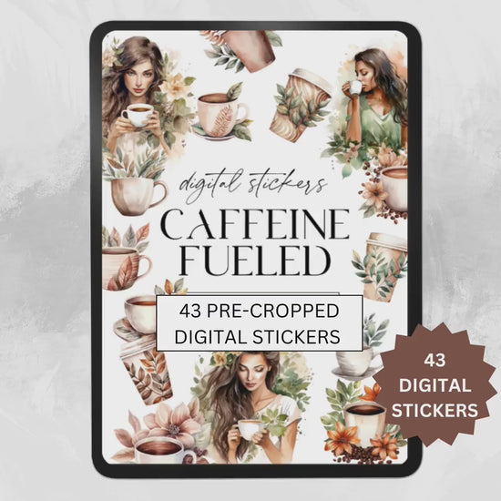 Digital Sticker Bundle, Coffee Stickers. Workout Stickers, Content Creator Stickers, Lifestyle stickers, Goodnotes Stickers, iPad Stickers