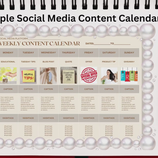 Social Media Content Calendar, Social Media Content Planner, Weekly content planner,  Manual Social Media Content Planner, Simple Planner