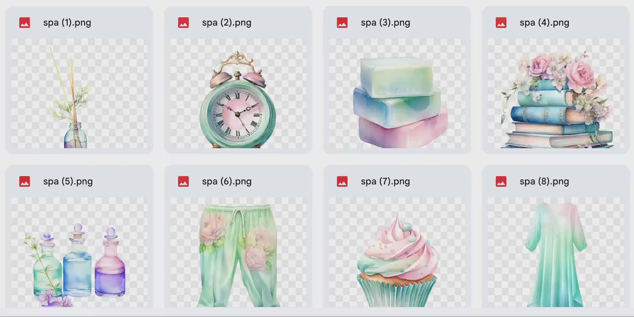 Spa Day Digital Stickers, Relaxation, Beauty, Health, Self care, png, Planner, Elements, Massage, Herbal tea, Candles, Bathrobe, Scrapbook