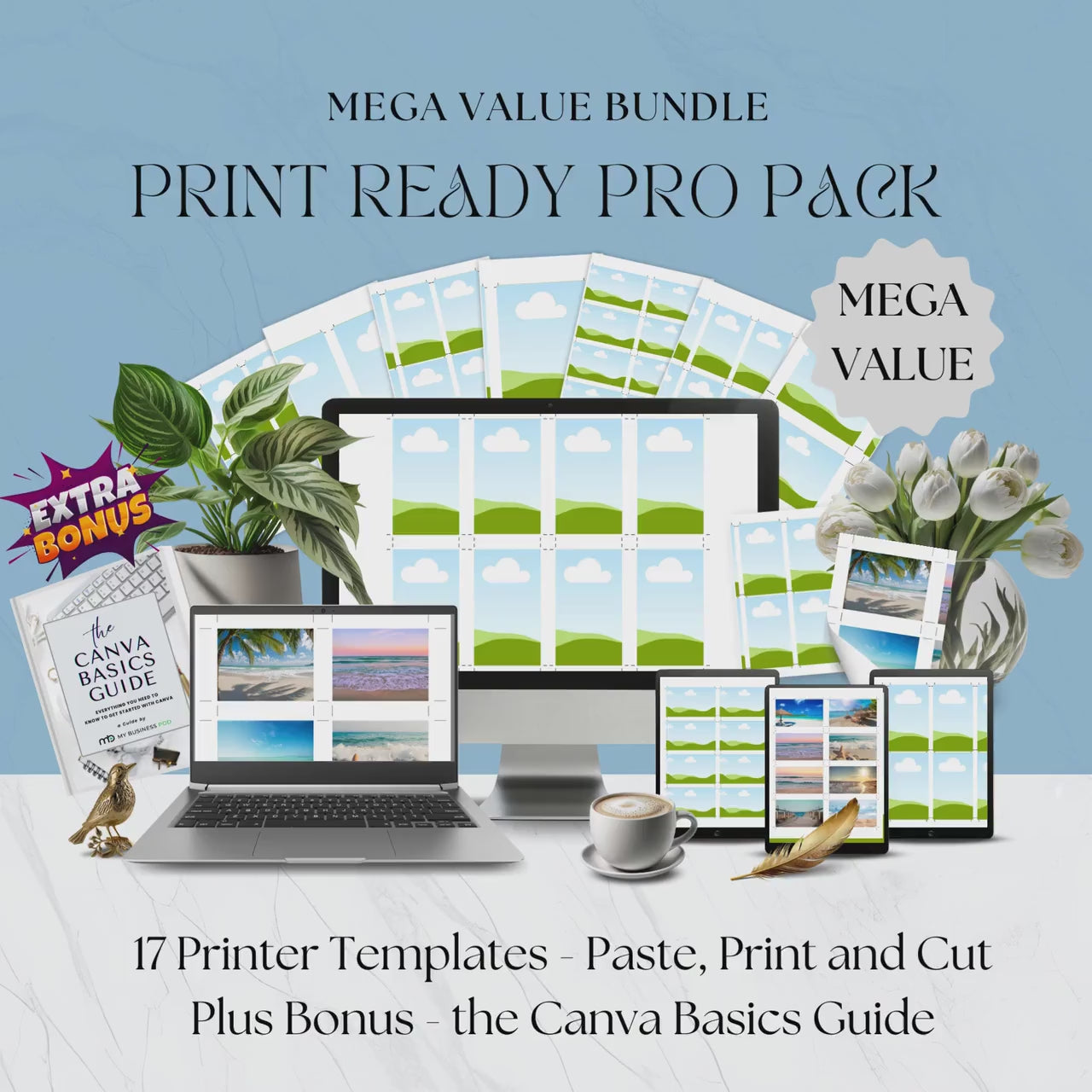 Printing Templates Print Ready Pro Pack Mega Value Bundle  Multi Page Template Print and Cut Frame Blank Layout Affirmation Manifestation