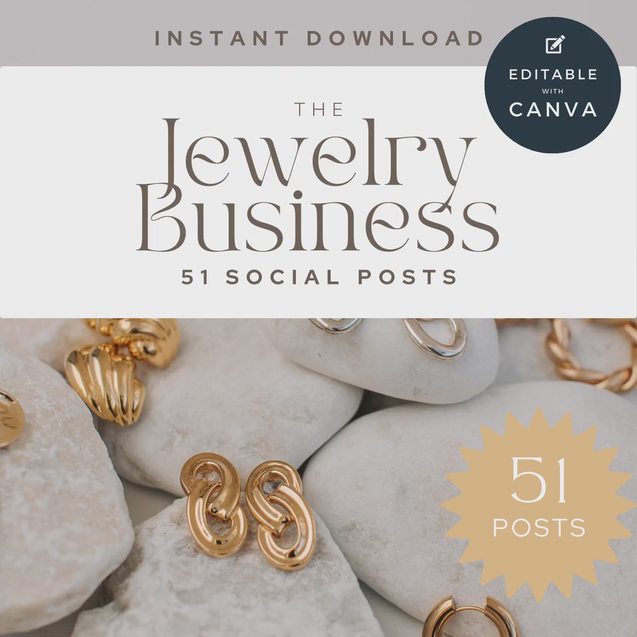 Social Media Templates for Jewelry Business, Social Media Templates for Jewellery Business, Jewelry Themed Canva Templates, Canva Templates
