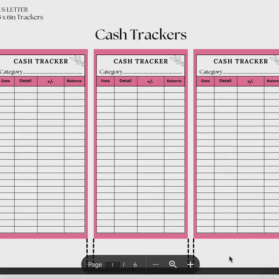 Cash Tracker, Budgeting, Money, Saving, Printable PDF, Colored Trackers, Tracking, Expense, Organizer, Finance, tools, management, DIY, Log