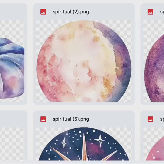 Spiritual Essence Digital Stickers, Crystals, Angel Wings, Dream Catcher, Buddha, Bell, Moon, Sun, Doves Wolf, Celestial, Cosmic, Mind, Body
