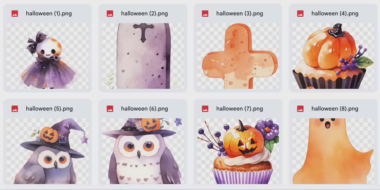Halloween Digital Stickers Trick or Treat Pumpkin Spooky Ghost Graveyard Coffin Witch Hat Broom Haunted House Bats Gothic Black Cat Spider
