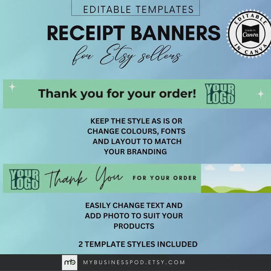 Etsy Receipt Banner Canva Templates, Etsy Receipt Banner, Etsy Order Receipt Banner, 760 x 100px, Etsy Shop Receipt, Etsy Store Receipt