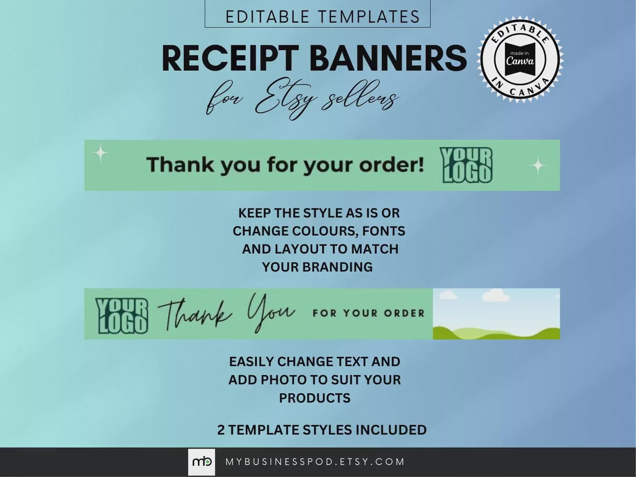 Etsy Receipt Banner Canva Templates, Etsy Receipt Banner, Etsy Order Receipt Banner, 760 x 100px, Etsy Shop Receipt, Etsy Store Receipt
