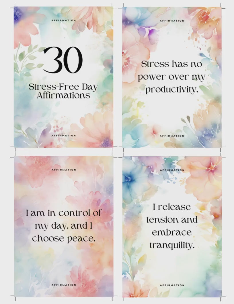 Stress Free Day Affirmations Stress Relief Cards Destress Positive mindset Self care Motivational Mindfulness tools Daily Affirmation deck