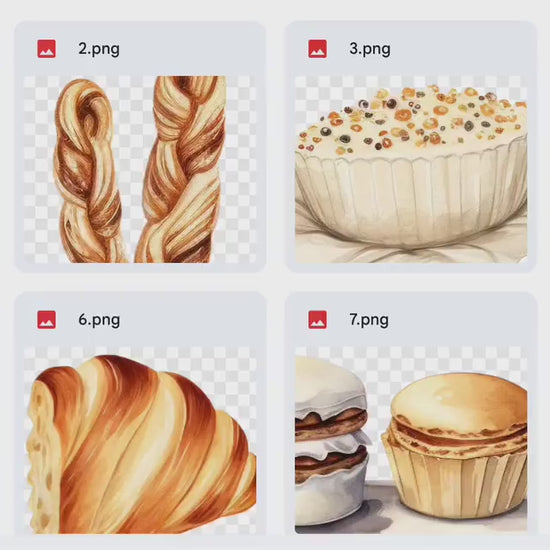 Bakery Digital Stickers, Tasty Bakery, Baked Goods, Food, Cake, Bread, Cupcake Sticker, Bakery Clipart, Small Goods Clipart, PNG, Baking art