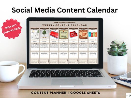 Social Media Calendar, Social Media Planner, Social Media Content Calendar, Social Media Content Planner, Content Planner, Weekly Planner SM