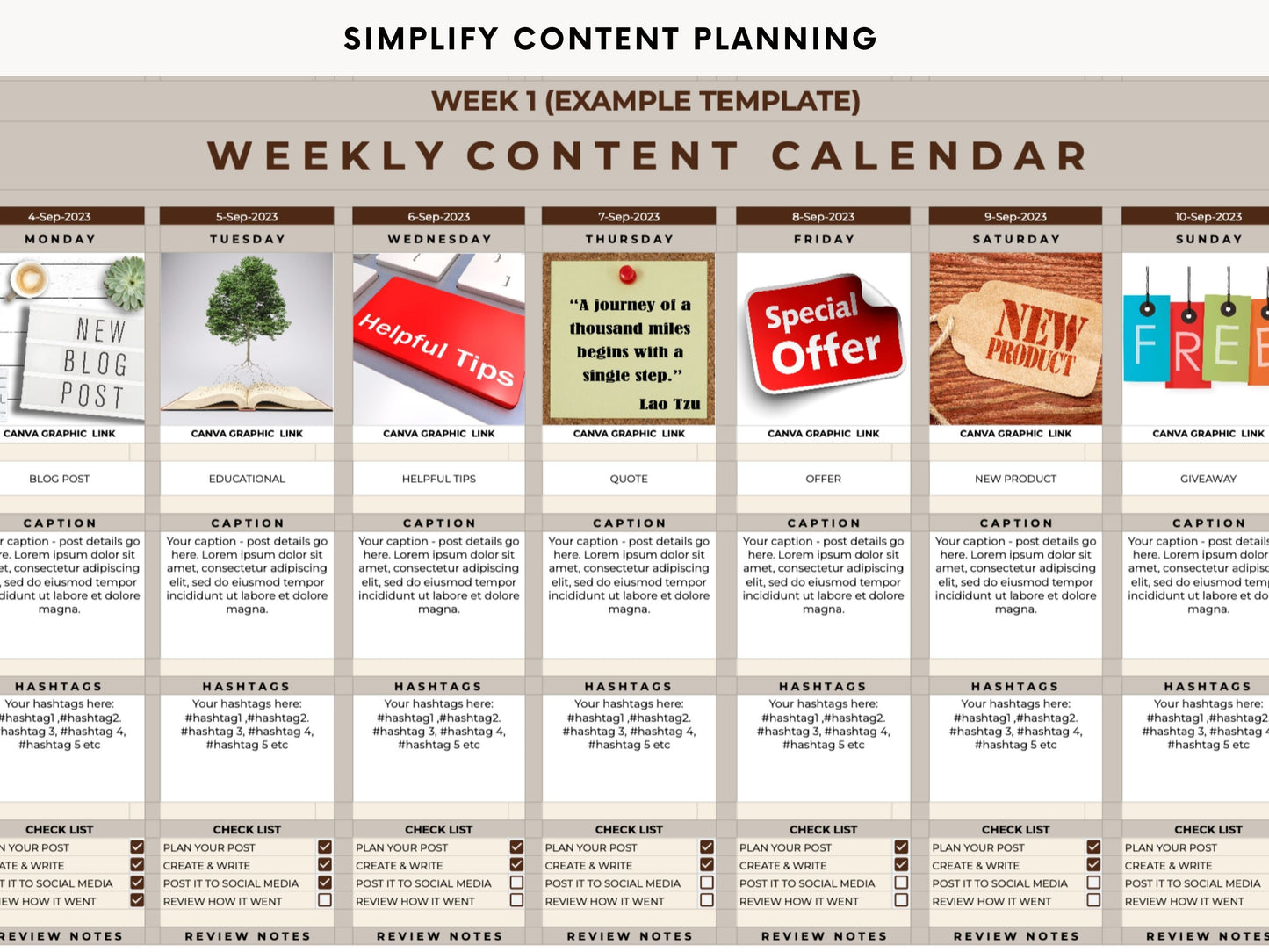 Social Media Calendar, Social Media Planner, Social Media Content Calendar, Social Media Content Planner, Content Planner, Weekly Planner SM
