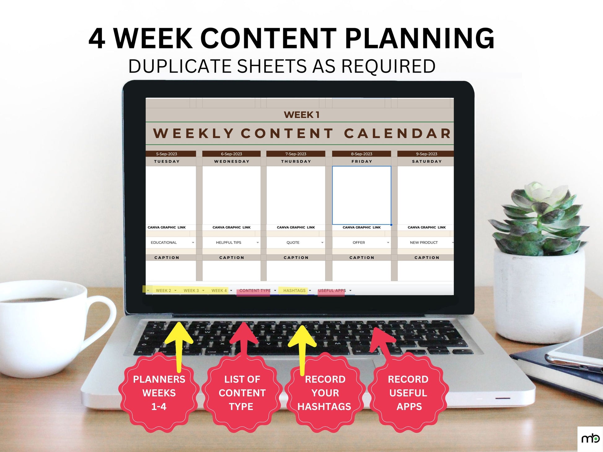 Social Media Calendar, Social Media Planner, Social Media Content Calendar, Social Media Content Planner, Content Planner, Weekly Planner SM