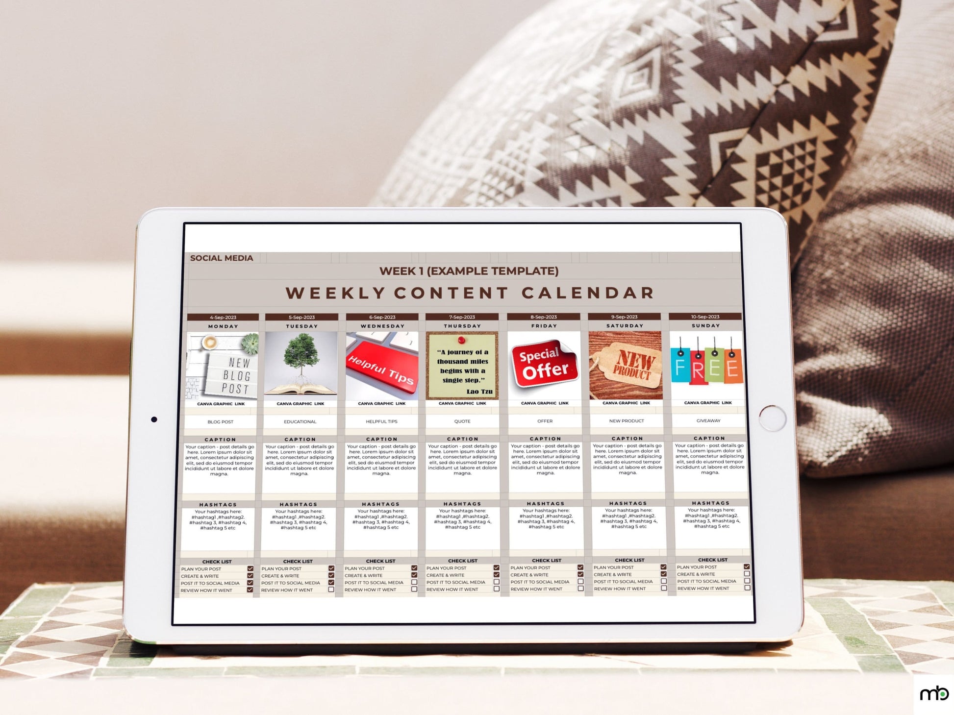 Social Media Calendar, Social Media Planner, Social Media Content Calendar, Social Media Content Planner, Content Planner, Weekly Planner SM
