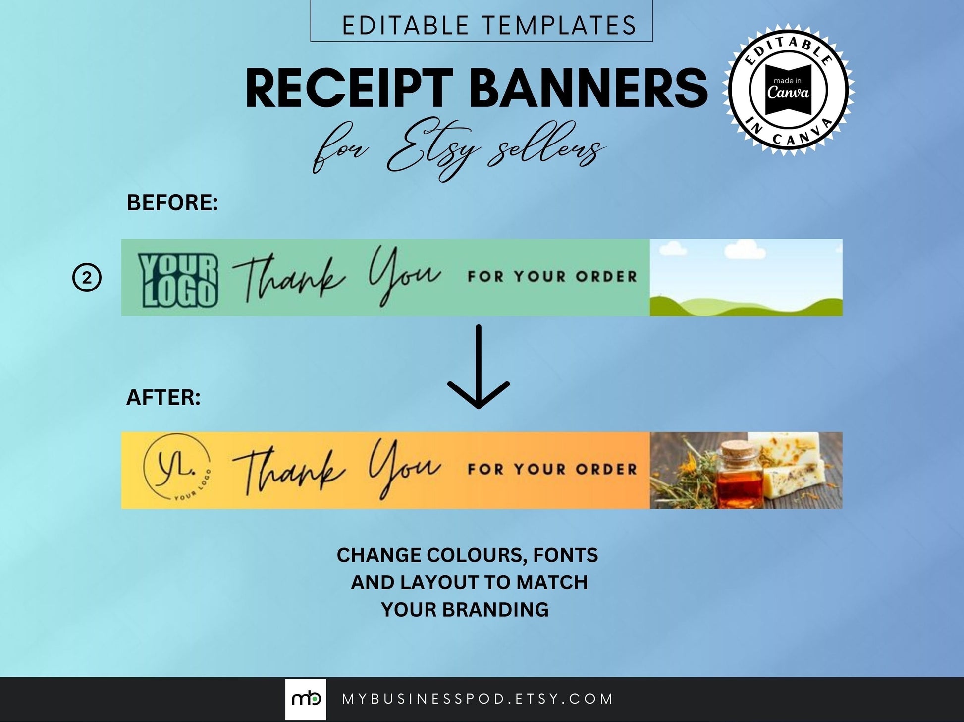 Etsy Receipt Banner Canva Templates, Etsy Receipt Banner, Etsy Order Receipt Banner, 760 x 100px, Etsy Shop Receipt, Etsy Store Receipt