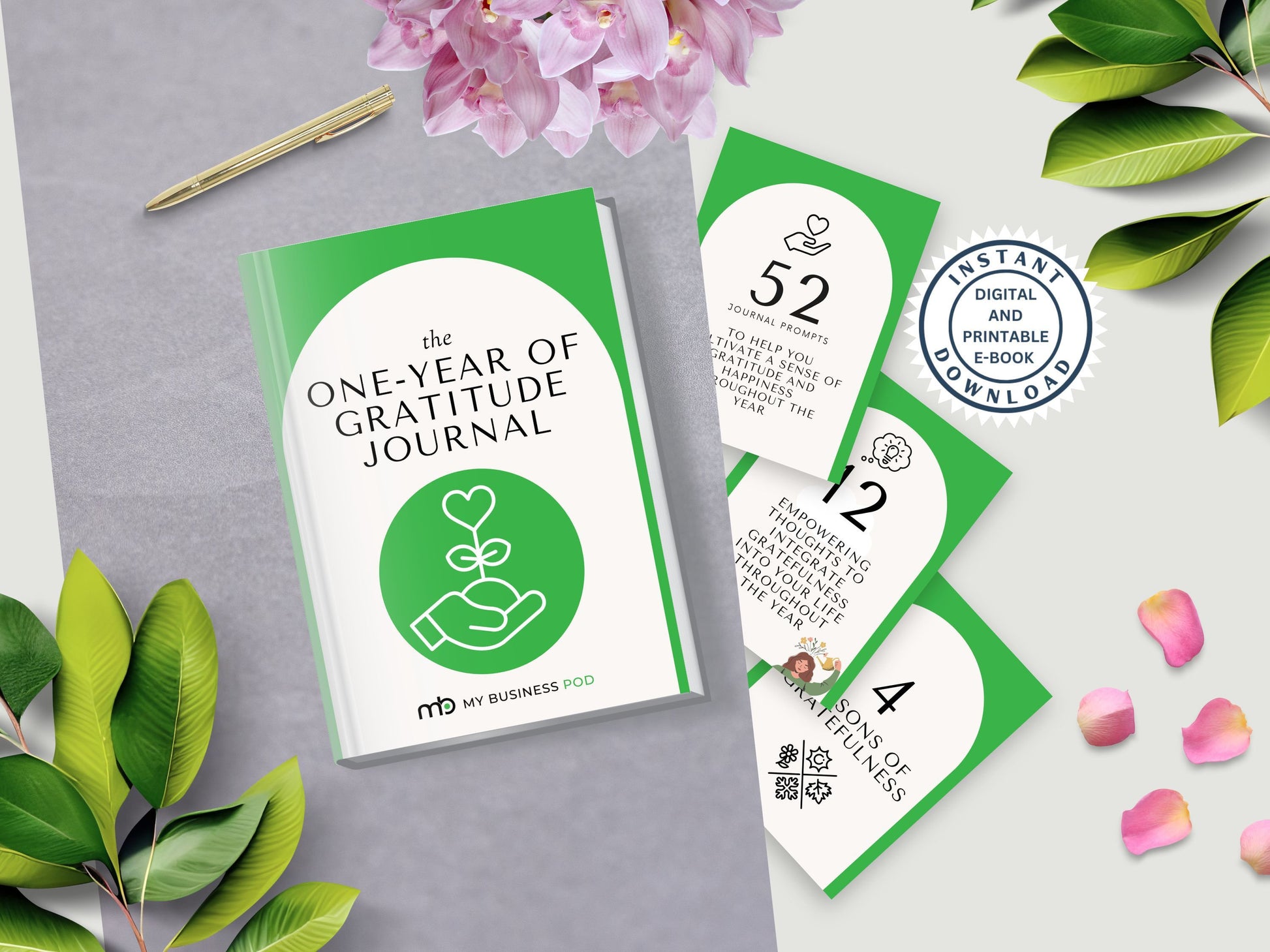 Gratitude Journal, Daily Gratitude Journal, Gratitude Journal Digital, Gratitude Journal Printable, Self Improvement, Mindset, Appreciation