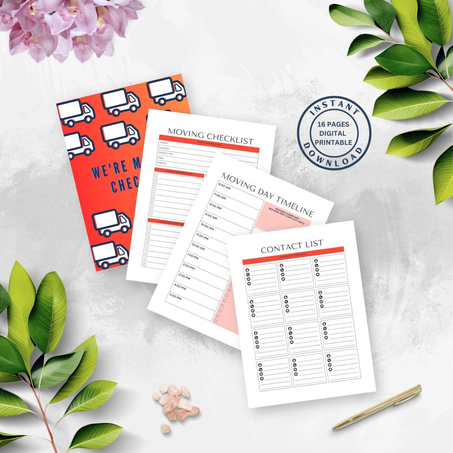 Moving Checklist, Moving Planner, Moving Template, Moving Guide, Digital Moving Checklist, Printable Moving Checklist, To-do checklist, Move