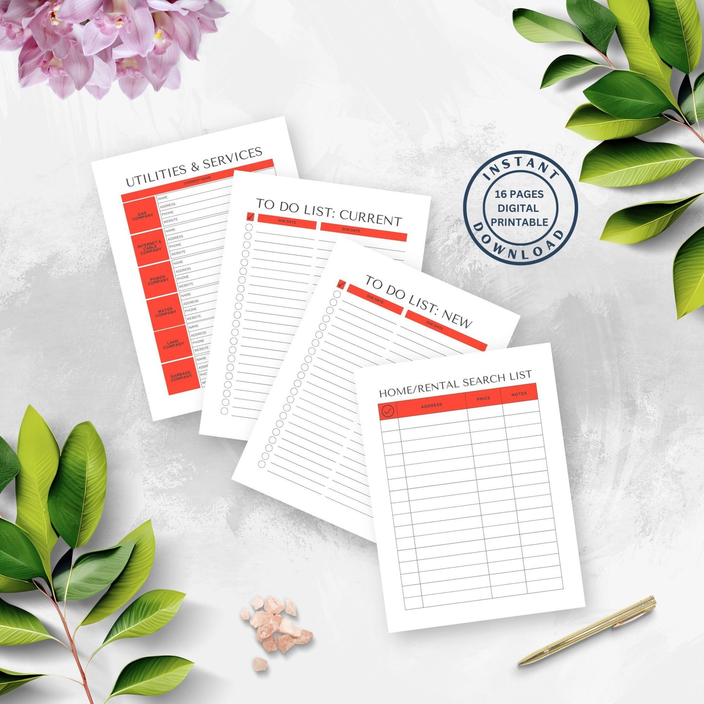Moving Checklist, Moving Planner, Moving Template, Moving Guide, Digital Moving Checklist, Printable Moving Checklist, To-do checklist, Move