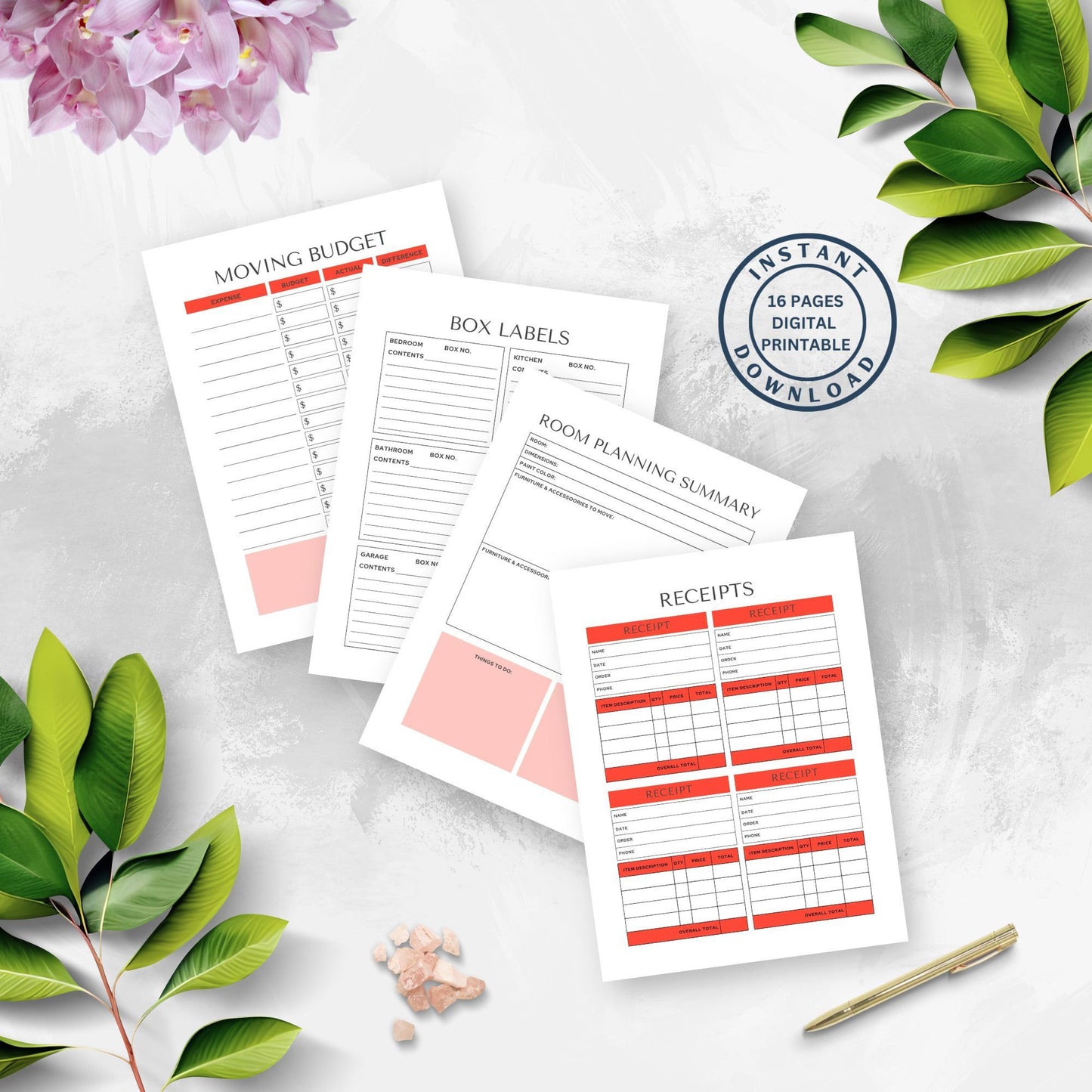 Moving Checklist, Moving Planner, Moving Template, Moving Guide, Digital Moving Checklist, Printable Moving Checklist, To-do checklist, Move