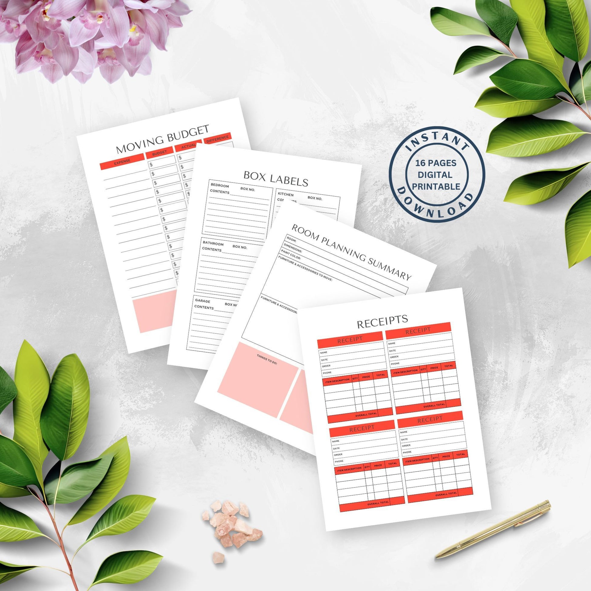 Moving Checklist, Moving Planner, Moving Template, Moving Guide, Digital Moving Checklist, Printable Moving Checklist, To-do checklist, Move