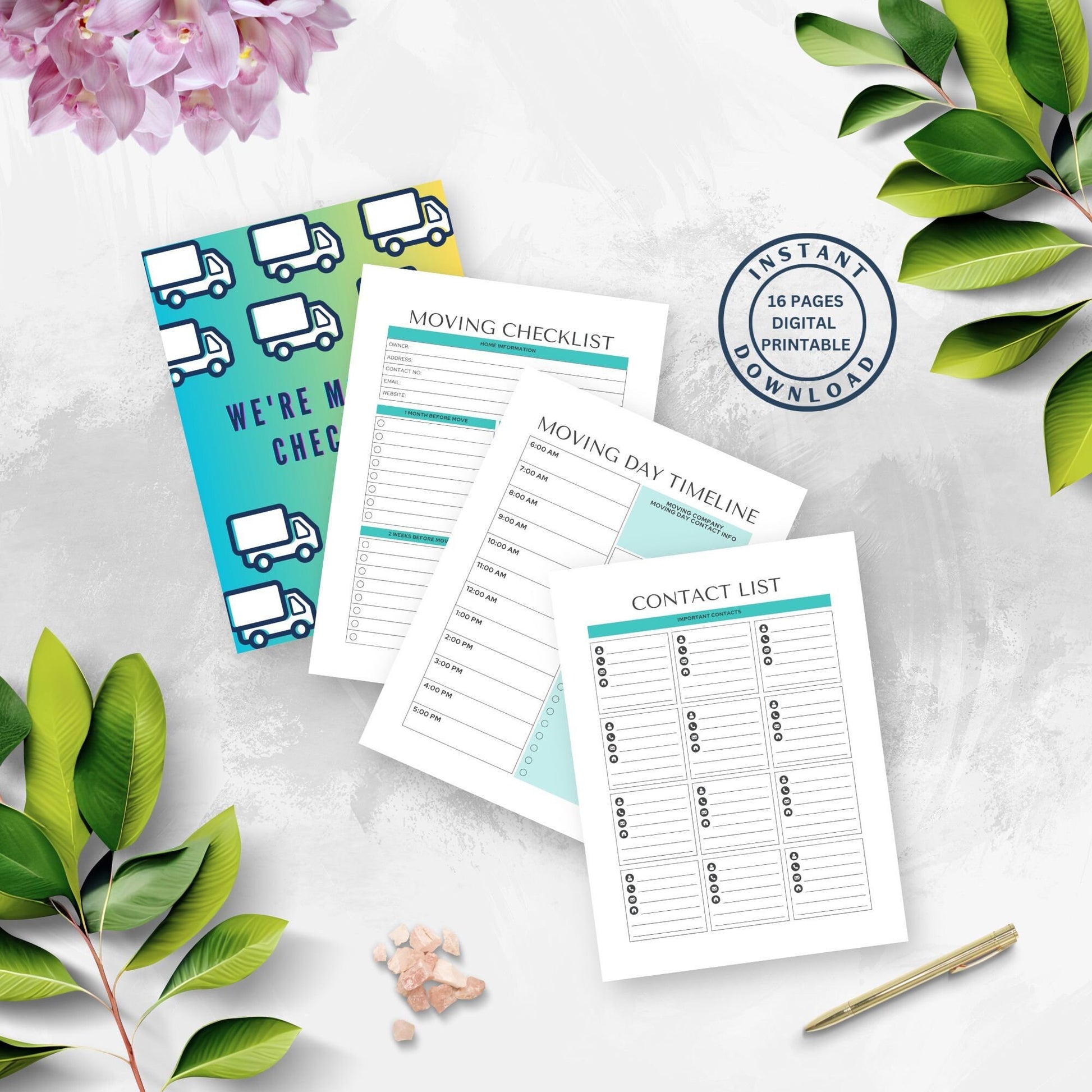 Moving Checklist, Moving Planner, Moving Template, Moving Guide, Digital Moving Checklist, Printable Moving Checklist, Relocation planner