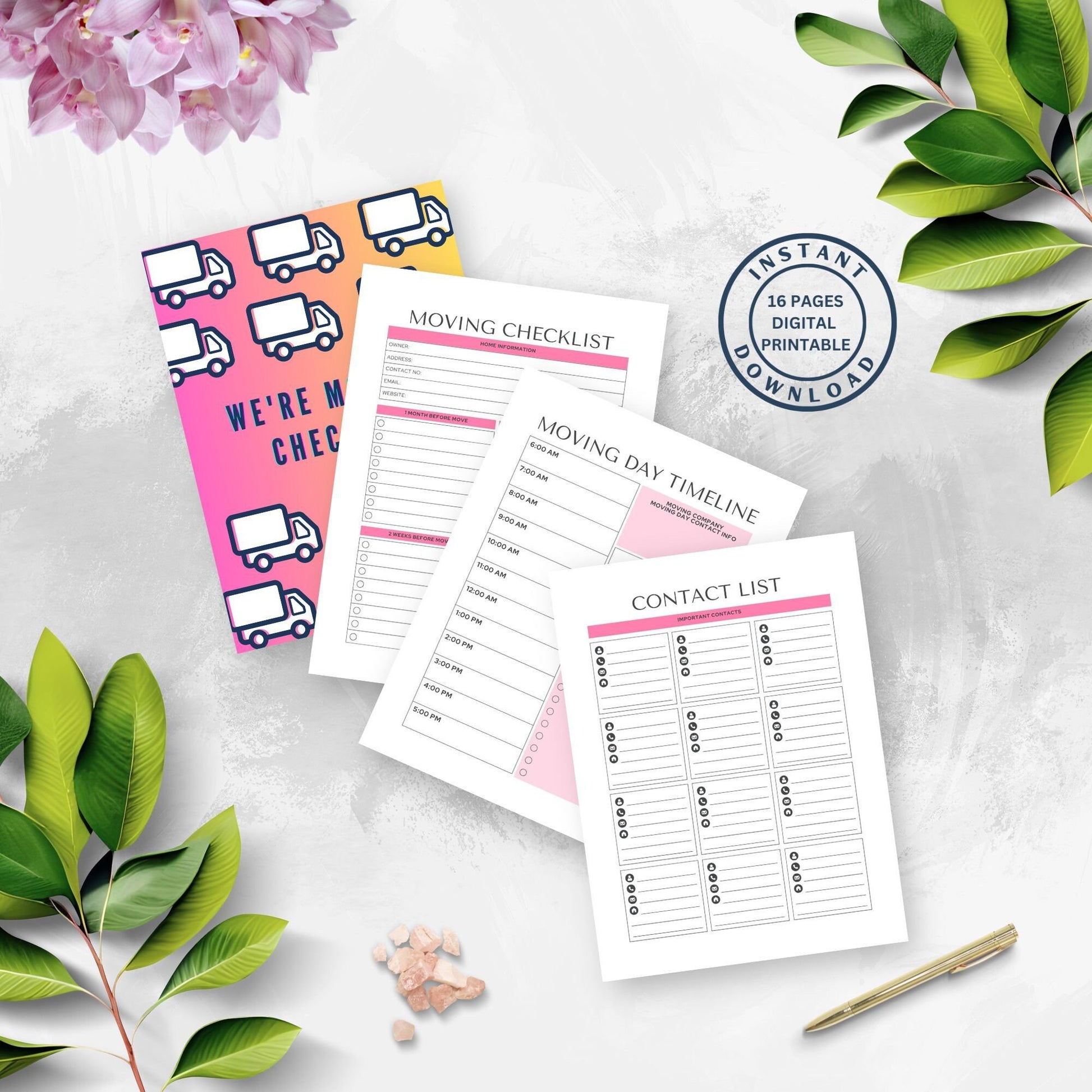 Moving Checklist, Moving Planner, Moving Template, Moving Guide, Digital Moving Checklist, Printable Moving Checklist, To-do list, Relocate