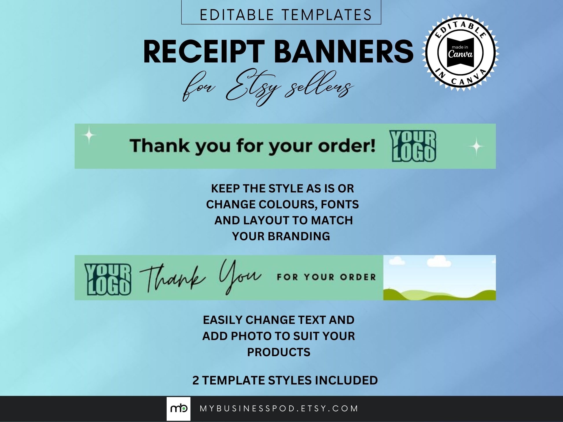 Etsy Receipt Banner Canva Templates, Etsy Receipt Banner, Etsy Order Receipt Banner, 760 x 100px, Etsy Shop Receipt, Etsy Store Receipt