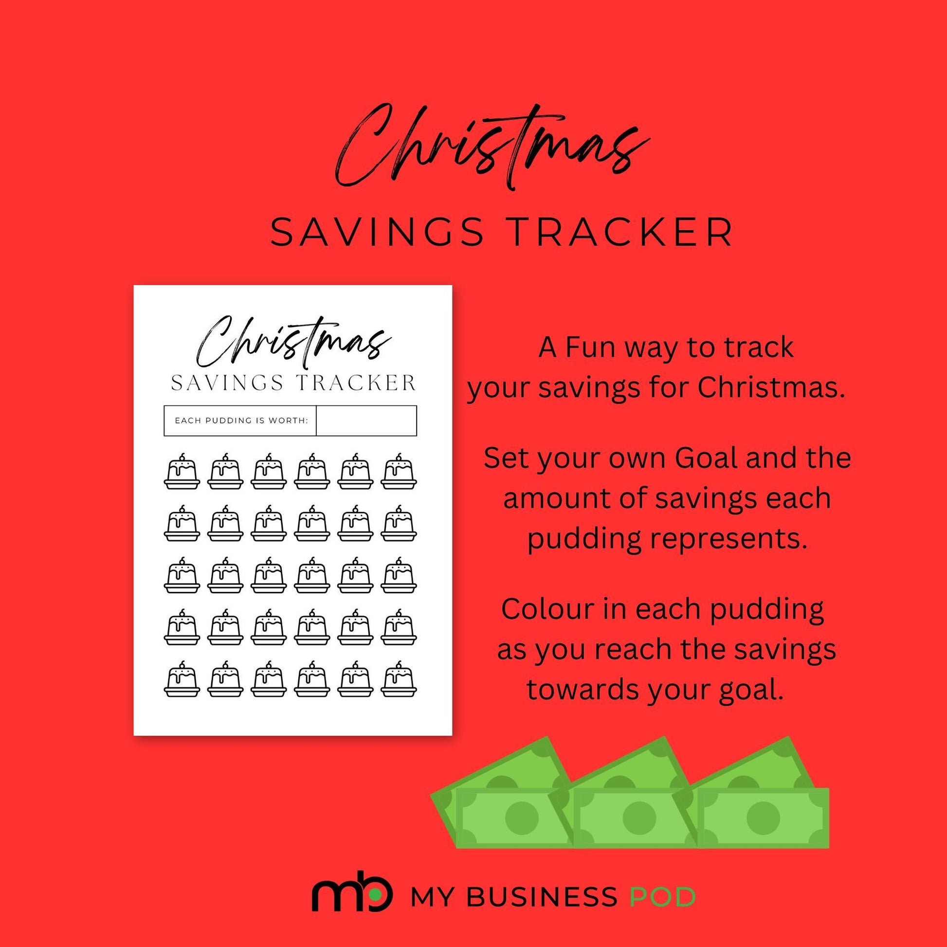 Savings Tracker, Christmas Savings Tracker, Xmas Savings, Christmas Savings Challenge, Save for Christmas, Christmas funds, Money, Crafts