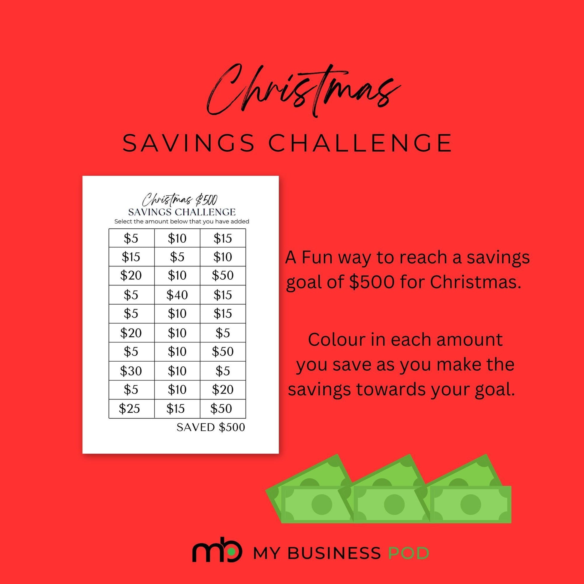 Savings Tracker, Christmas Savings Tracker, Xmas Savings, Christmas Savings Challenge, Save for Christmas, Christmas funds, Xmas Holidays
