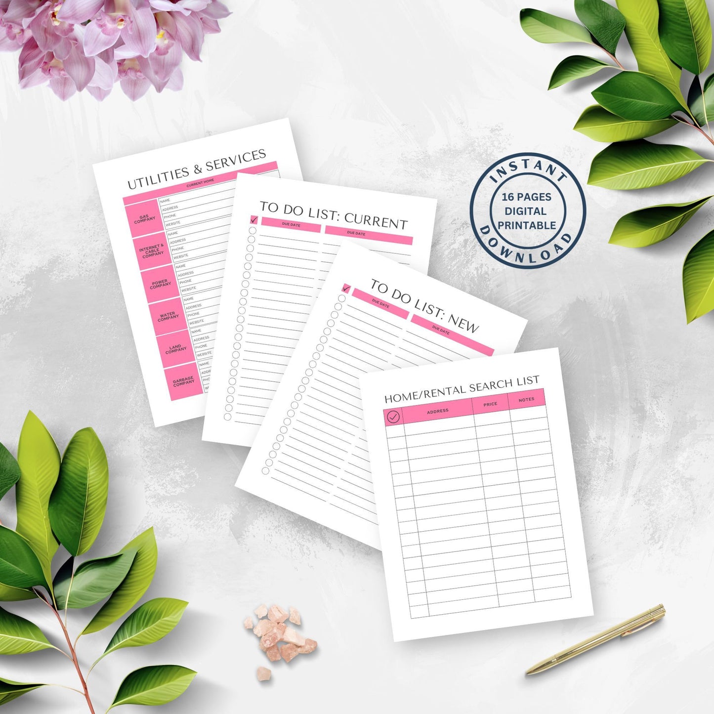 Moving Checklist, Moving Planner, Moving Template, Moving Guide, Digital Moving Checklist, Printable Moving Checklist, To-do list, Relocate