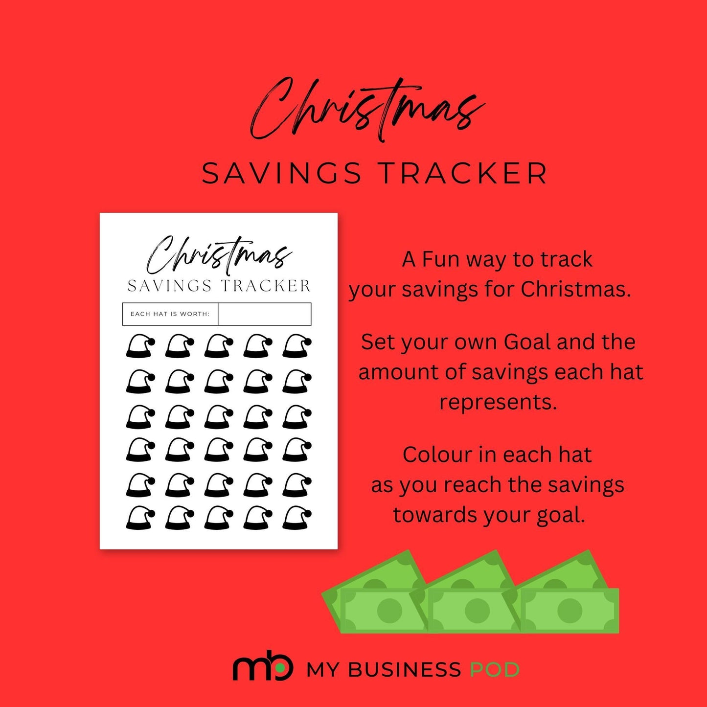 Savings Tracker, Christmas Savings Tracker, Xmas Savings, Christmas Savings Challenge, Save for Christmas, Christmas funds, Money, Crafts