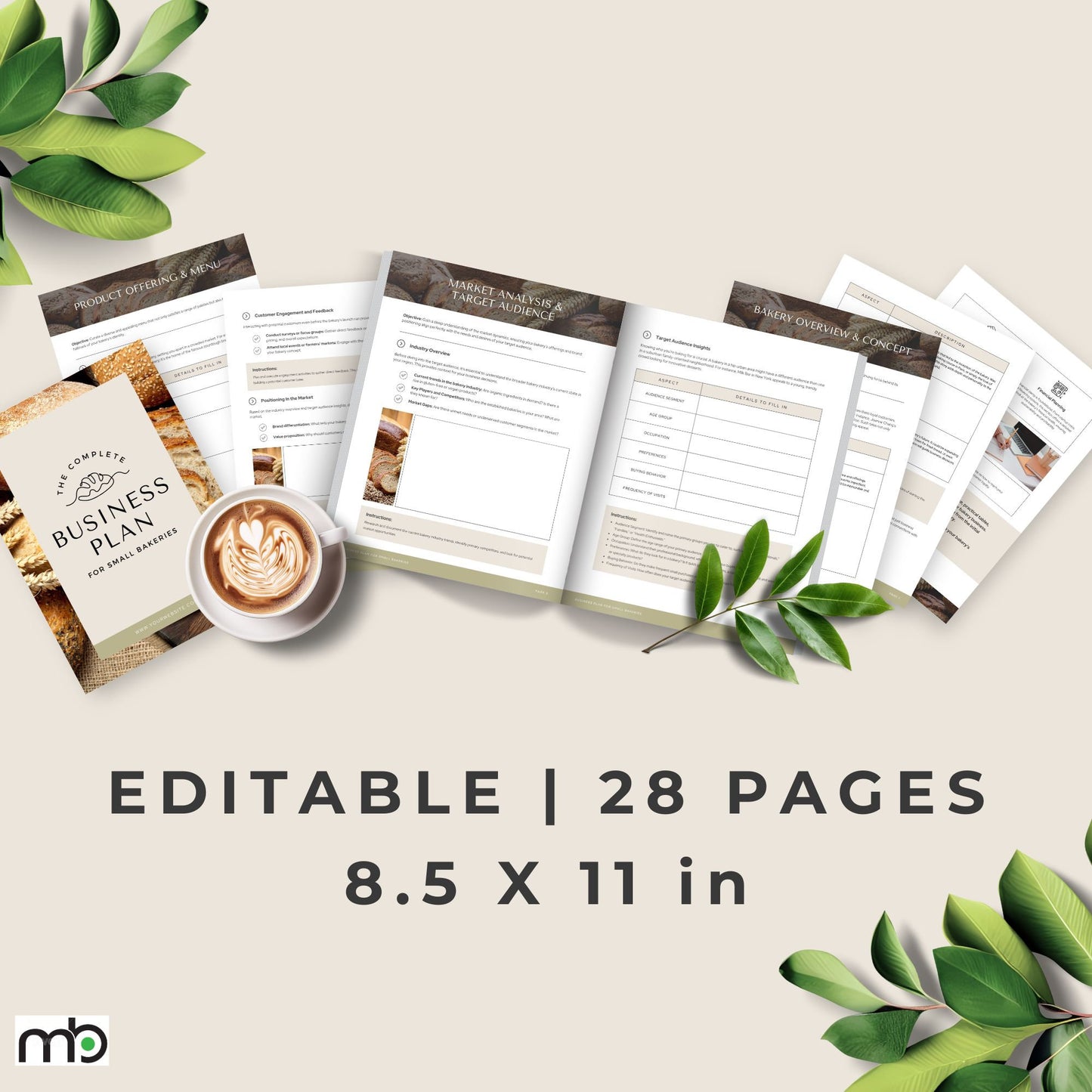 Business Plan for Small Bakeries, Bakery Business Plan, Business Plan, Bakery Goods Business Plan, Canva Business Plan Template, Bakery