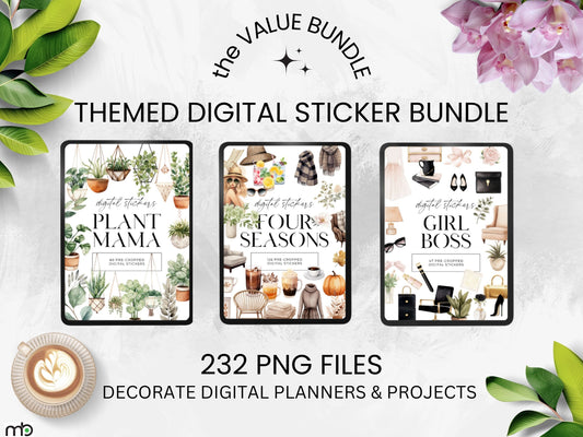 Value Bundles, Digital Sticker Bundle, Lifestyle Stickers, Seasons Stickers, Work Stickers, Plant Stickers, Goodnotes Stickers, png stickers
